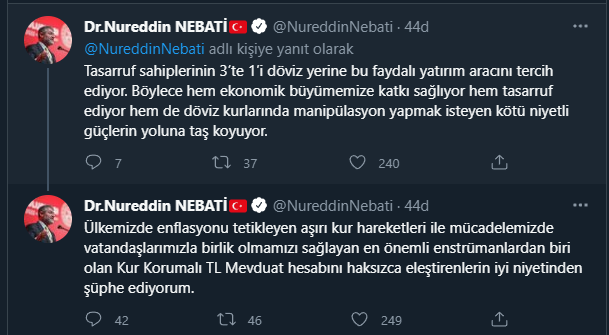 Bakan Nebati: “Kur Korumalı TL Mevduat hesabını haksızca eleştirenlerin iyi niyetinden şüphe ediyorum”